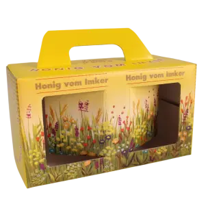Geschenk-Karton Blumenwiese 2 x 500 g Glas