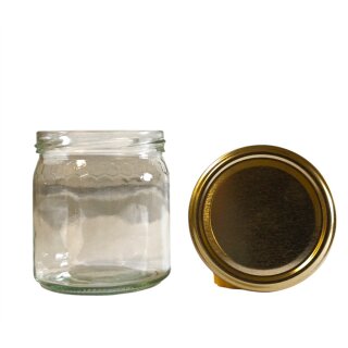 Wabenglas 405ml / 500g mit 82mm TO-Deckel/ gold (VE=12 Stück)