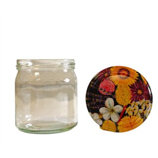 Wabenglas 405ml / 500g mit 82mm TO-Deckel / Blüte (Strohblume) (VE=12 Stück)
