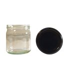 Wabenglas 405ml / 500g mit 82mm TO-Deckel / schwarz(VE=12...