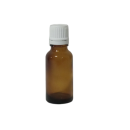 Tropfflasche braun, DIN 18, 20ml mit Tropfmontur weiß