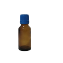 Tropfflasche braun, DIN 18, 20ml mit Tropfmontur blau